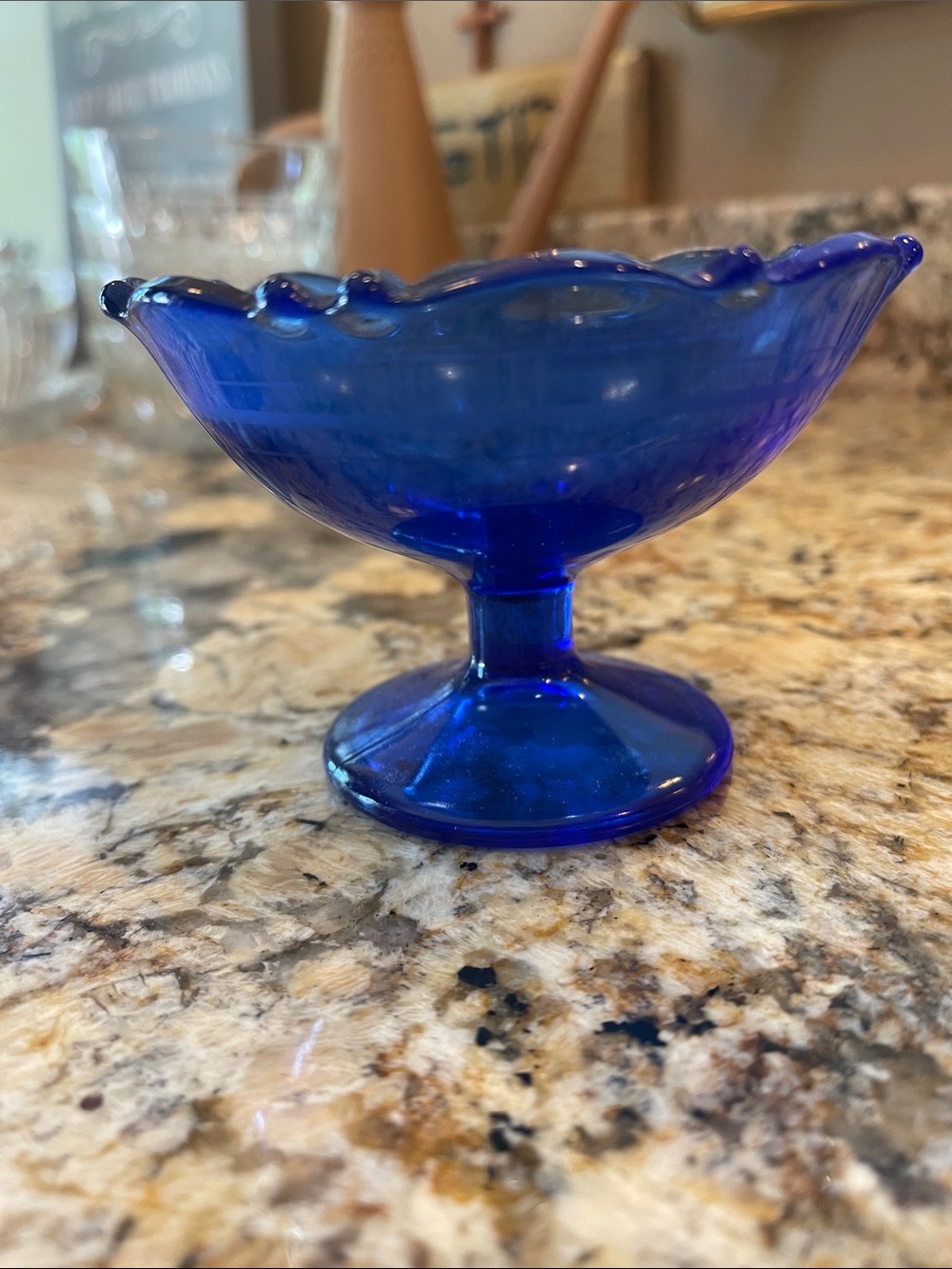 Antique! American depression glass Deep Cobalt Blue Glass Candy Dish 1925-1934